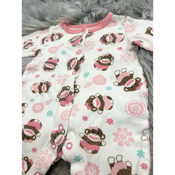 Vintage Sock Monkey Infant Long Sleeve‎ Newborn Sleeper Baby Starters - Picture 2 of 3